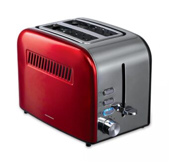 PRAJITOR DE PAINE HEINNER HTP-850RDIX, Putere 850W, 7 nivele de rumenire, 3 functii, Rosu/Inox