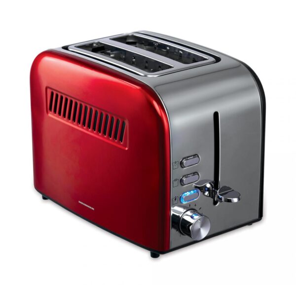 PRAJITOR DE PAINE HEINNER HTP-850RDIX, Putere 850W, 7 nivele de rumenire, 3 functii, Rosu/Inox