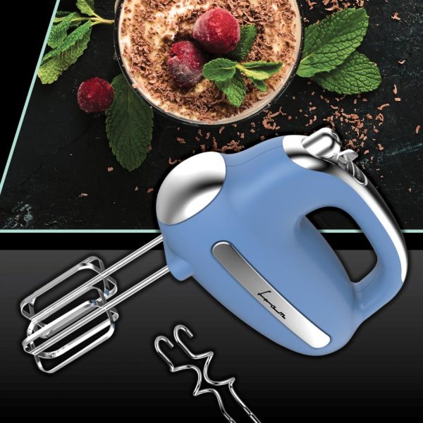 MIXER DE MANA FRAM FHM-3005BL, Putere 300W, 5 Viteze + Turbo, Teluri si carlige inox, Bleu - imagine 4