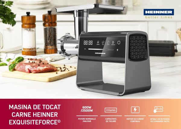 MASINA DE TOCAT HEINNER EXQUISITEFORCE HMG-DIS2500, Putere 2500W, Motor DC, Control Touch, Accesoriu Rosii, Kibbe, Carnati, Inox - imagine 5