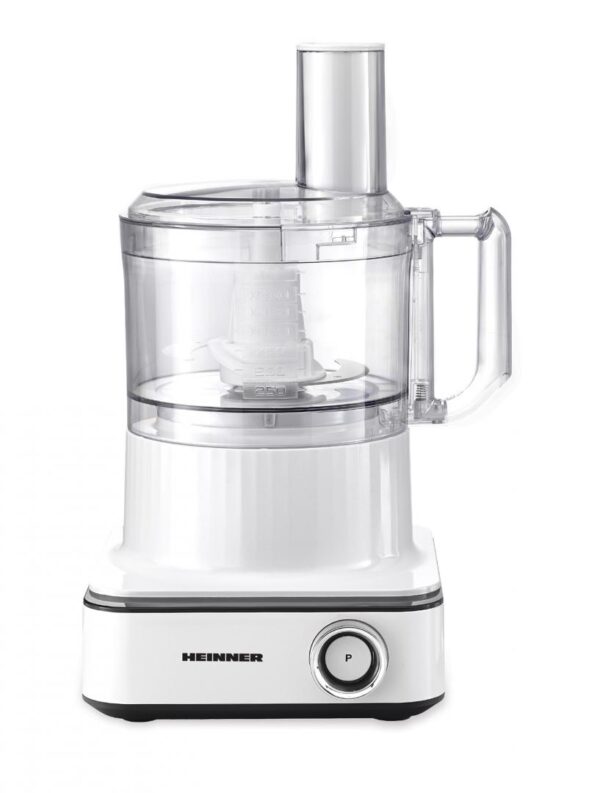 ROBOT DE BUCATARIE HEINNER FINEGOURMET HFP-K1000WP, Putere 1000W, 6 viteze+pulse, Bol procesare: 2.3L, Lame inox, Storcator citrice, Alb