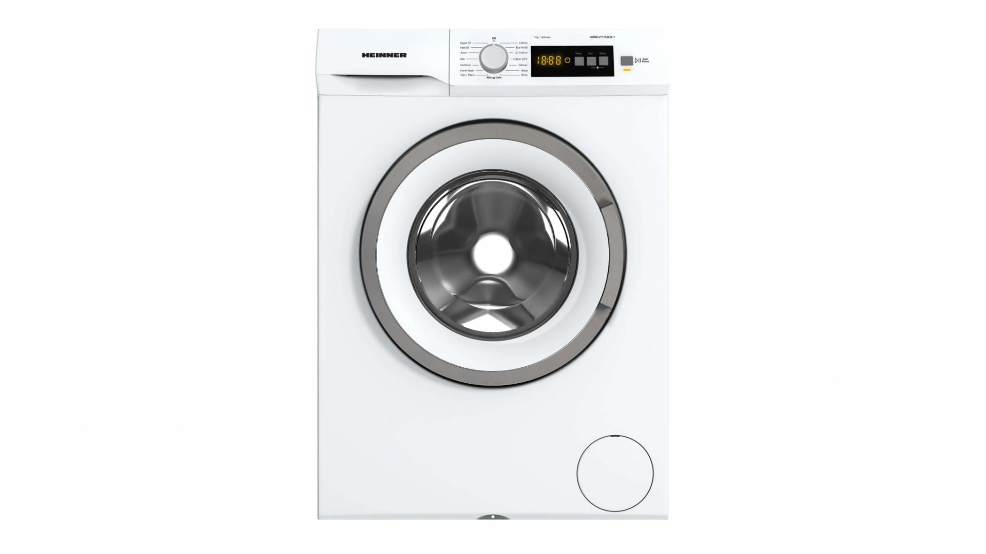 MASINA DE SPALAT RUFE HEINNER HWM-VT1714KD++, Clasa D, 7Kg, 1400RPM, Display digital, Blocare acces copii, Alb
