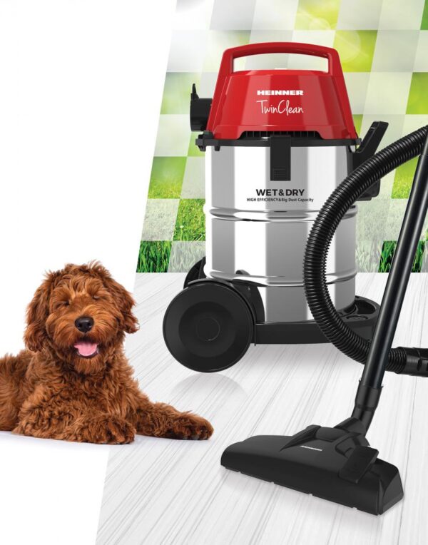 ASPIRATOR MULTIFUNCTIONAL HEINNER HVC-MWD1400RD, Putere 1400W, Aspirare umeda si uscata, Capacitate 6L, Sac textil, Functie suflare, Inox/Rosu - imagine 3