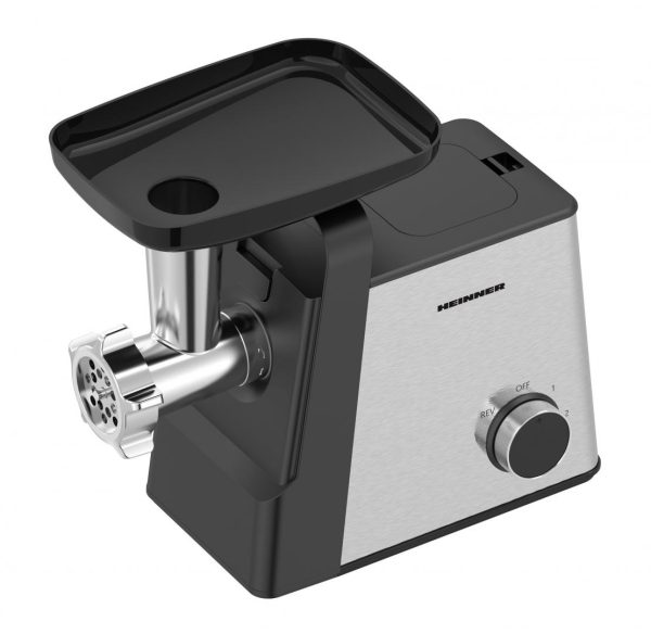 MASINA DE TOCAT HEINNER MEATMASTER HMG-2100SS3, Putere 2100W, 2 viteze,, Cutit inox, Accesoriu Rosii, Kibbe, Carnati, Negru/Inox - imagine 2