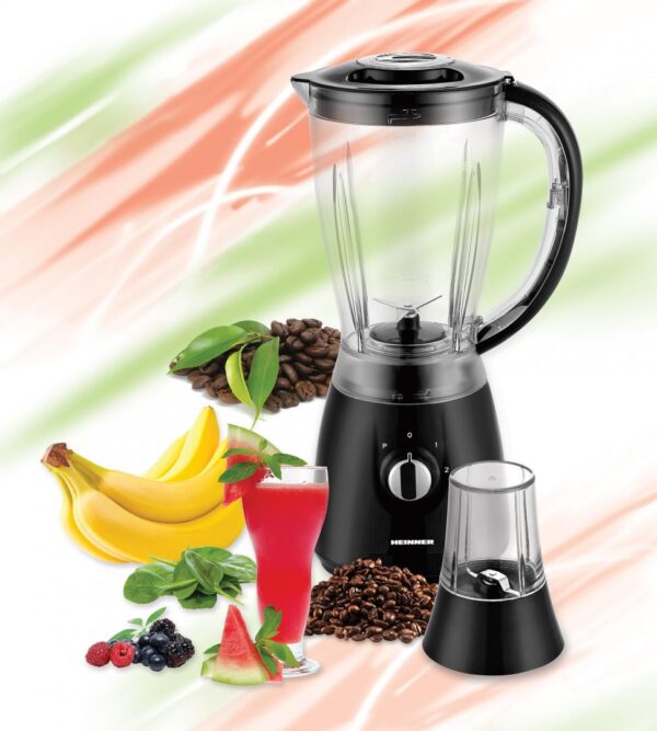 BLENDER DE MASA HEINNER HBL-500R, Putere 500W, 2 Viteze + Pulse, Bol 1.5L, Rasnita, Negru - imagine 3
