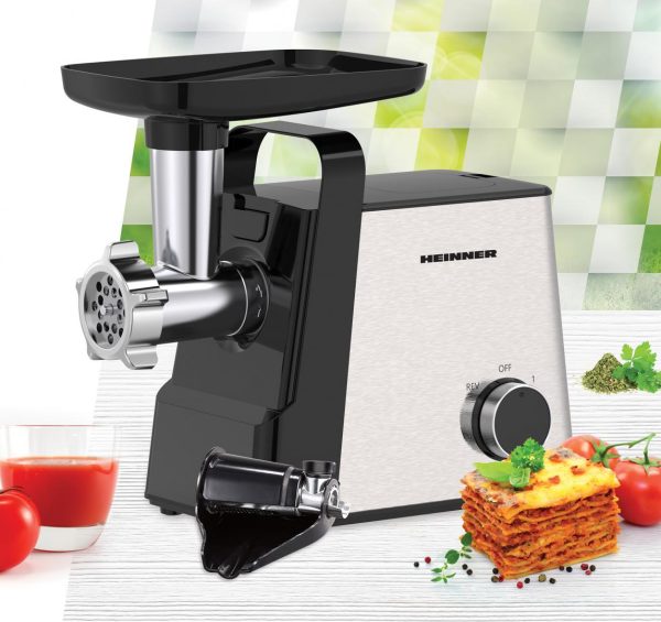 MASINA DE TOCAT HEINNER MEATMASTER HMG-2100SS3, Putere 2100W, 2 viteze,, Cutit inox, Accesoriu Rosii, Kibbe, Carnati, Negru/Inox - imagine 4