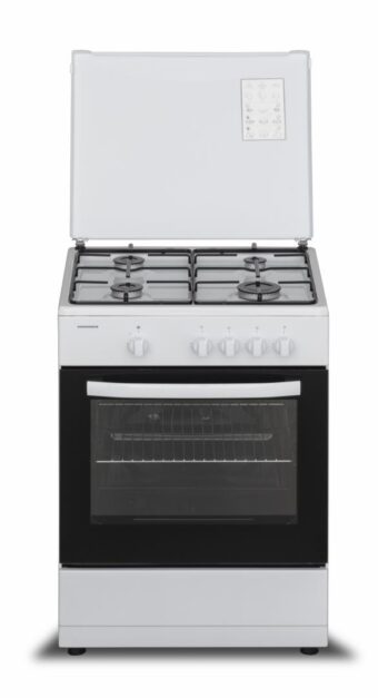 ARAGAZ GAZ HEINNER HFSC-SME60WH, 4 arzatoare, Latime 60cm, Dispozitiv siguranta plita si cuptor, Alb