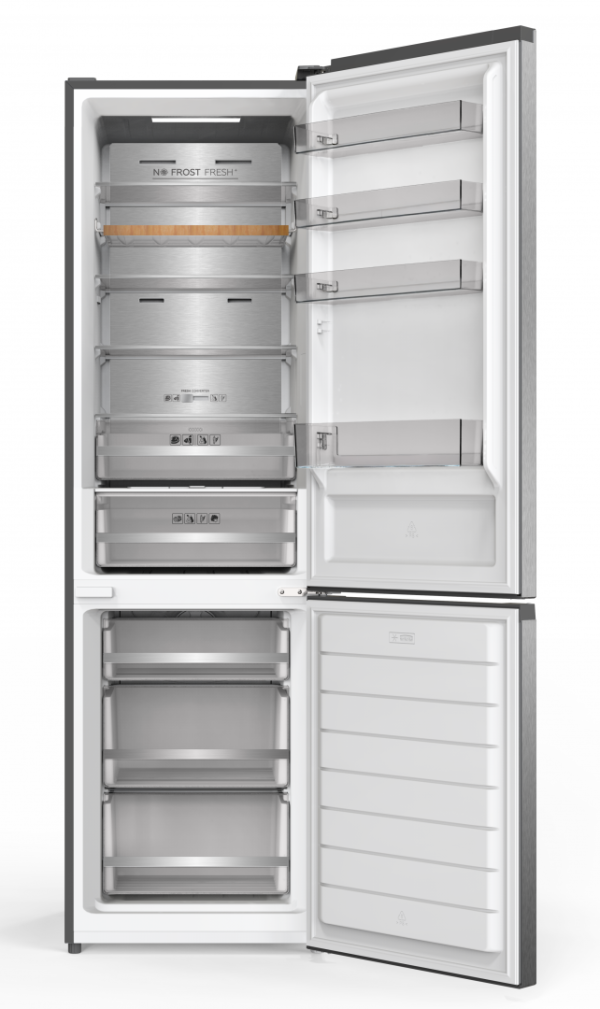 COMBINA FRIGORIFICA HEINNER HCNF-HM377INVDGHC, Clasa C, 377L, No Frost, Lumina LED, H 200.5cm, Gri/Antracit - imagine 2