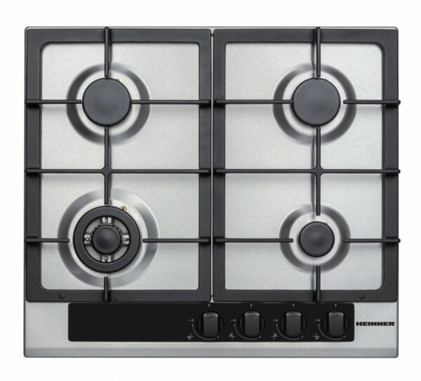 PLITA INCORPORABILA HEINNER HBH-V4IWFFCIX, Gaz, 4 arzatoare, Latime 58cm, Arzator WOK, Aprindere electrica integrata, Inox