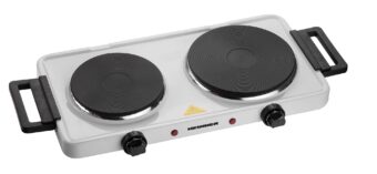 PLITA ELECTRICA DUBLA HEINNER HDHP-KH2500WH, Putere 2500W, 2 plite din fonta, 18.5cm + 15.5cm, Termostat ajustabil, Protectie supraincalzire, Alb