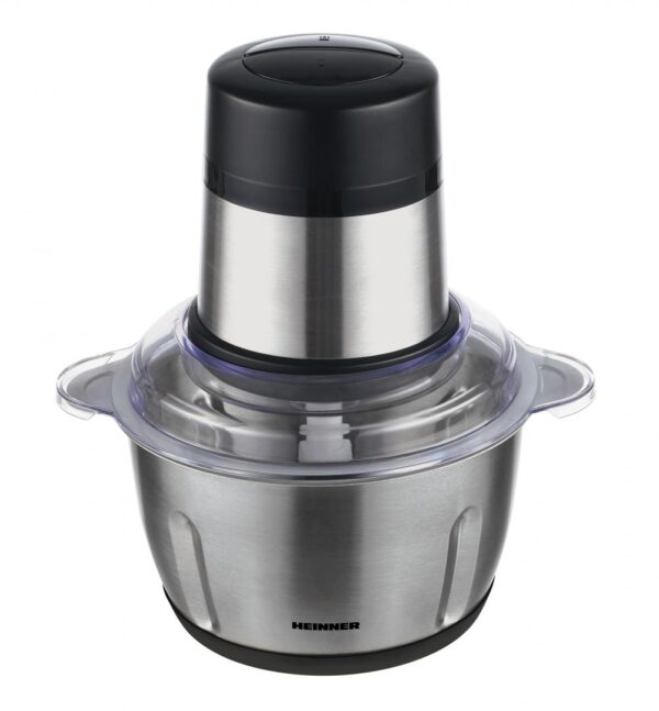 TOCATOR DE LEGUME HEINNER HMC-D300SS, Putere 300W, Capacitate 2L, 2 cutite din inox, 2 viteze, Bol din inox, Argintiu