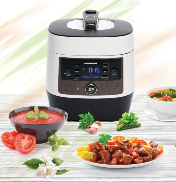 MULTICOOKER CU PRESIUNE HEINNER HPCK-6WH, Capacitate 4.5L, 14 programe, Vas antiadeziv detasabil, Timer, Presiune reglabila, Display LED, Alb - imagine 4