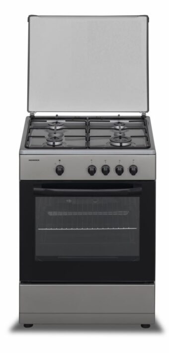 ARAGAZ GAZ HEINNER HFSC-SME60SL, 4 arzatoare, Latime 60cm, Dispozitiv siguranta plita si cuptor, Argintiu