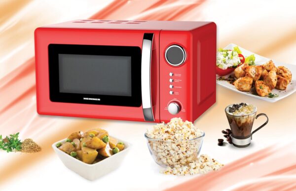 CUPTOR CU MICROUNDE HEINNER HMW-20GRD, Putere 700W, Calacitate 20L, Grill, Electronic, Rosu - imagine 4