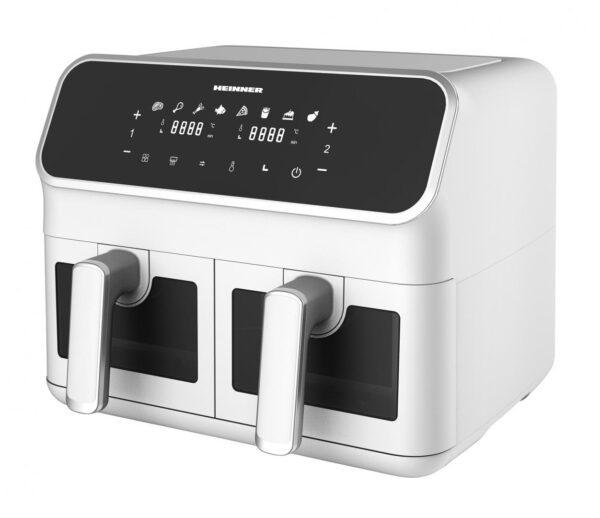 FRITEUZA DUBLA CU AER CALD HEINNER DUALFRY SUPREME HAF-H8DB17WH2400W, Capacitate 8L, Control digital, 8 programe prestabilite, Alb - imagine 2