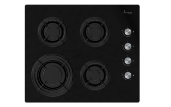 PLITA INCORPORABILA FRAM FBH-M4IRF-GBK, Gaz, 4 arzatoare, Latime 60cm, Gratar fonta, Aprindere electrica, Sticla neagra