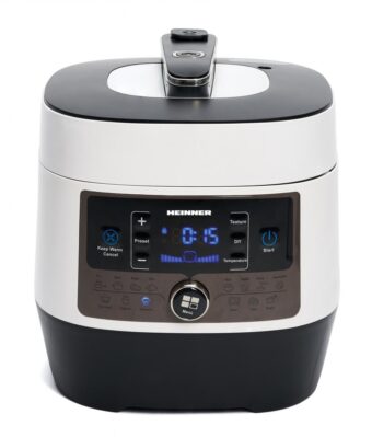 MULTICOOKER CU PRESIUNE HEINNER HPCK-6WH, Capacitate 4.5L, 14 programe, Vas antiadeziv detasabil, Timer, Presiune reglabila, Display LED, Alb