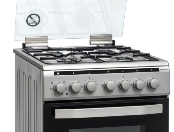 ARAGAZ MIXT HEINNER HFSC-V60LITGC-SL, Clasa A, Latime 50cm, 4 arzatoare gaz, Dispozitiv de siguranta plita, Aprindere electrica, Cuptor electric, Timer, Grill, Argintiu - imagine 3