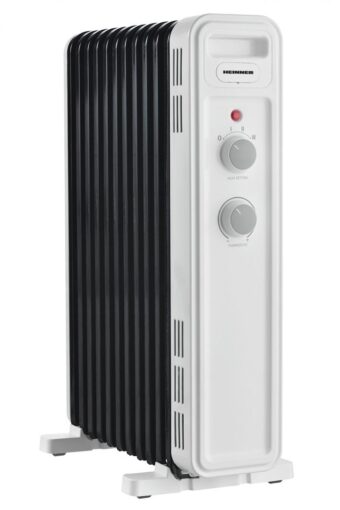 CALORIFER CU ULEI HEINNER HOH-M11WH-BK, 11 elementi, Putere 2500W, 3 setari de temperatura, Termostat ajustabil, Protectie supraincalzire, Alb/Negru
