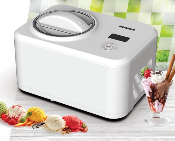 APARAT DE INGHETATA HEINNER GLACE HICM-150WHYG, Putere 150W, Capacitate bol 1.5L, Compresor incorporat, Display LED, Timer, Alb - imagine 4