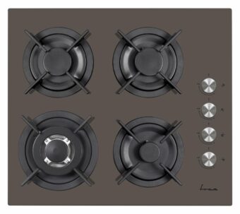 PLITA INCORPORABILA FRAM FBH-V4IWF-GMK, Gaz, 4 Arzatoare, Latime 60cm, WOK, Gratar fonta, Aprindere electrica, Dispozitiv de siguranta, Sticla cafeniu