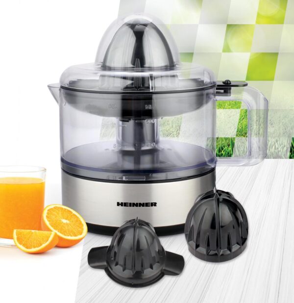 STORCATOR CITRICE HEINNER C300SS, Putere 30W, Capacitate 500ml, 2 conuri, Filtru dublu, Decoratii inox - imagine 4
