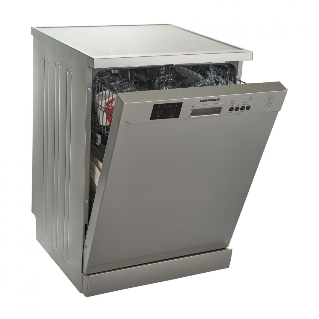 MASINA DE SPALAT VASE HEINNER HDW-FS6006DSE++ , Clasa E, 12 Seturi, Latime 60 cm, 6 programe, Incarcare la jumatate, Aquastop, Argintiu - imagine 3