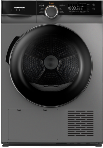 USCATOR DE RUFE CU POMPA DE CALDURA HEINNER HHPD-M9K3SA+++, Clasa A+++, 9Kg, Inverter, 14 programe, Control touch, Argintiu