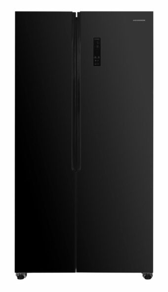 SIDE BY SIDE HEINNER HSBS-HM532NFGBKE++, Clasa E, 532L, No Frost, Display touch, H 177cm, Sticla neagra