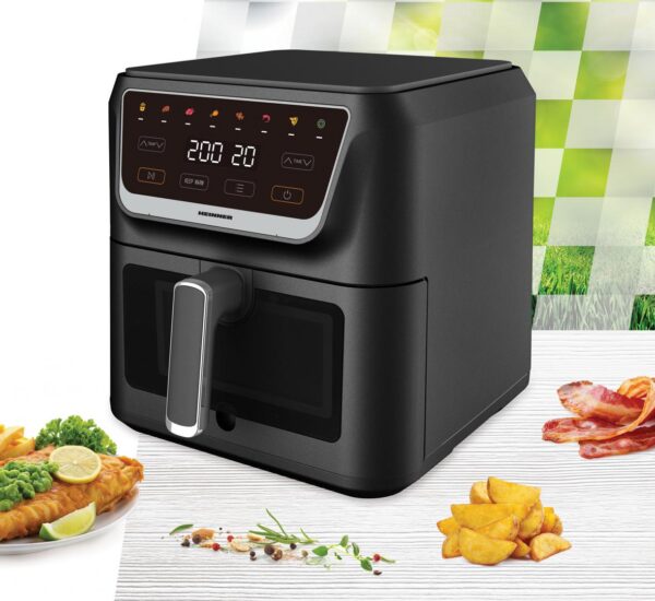 FRITEUZA CU AER CALD HEINNER CRISPPRO CHEF HAF-H8BK1700, Putere 1700W, Capacitate: 8L, Display digital, Control touch, 8 programe, Negru - imagine 3
