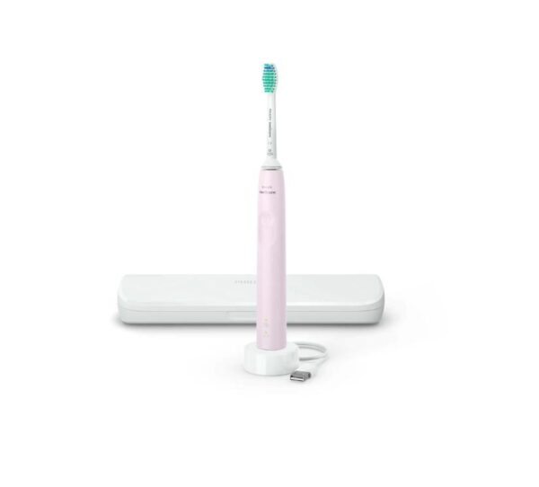 PERIUTA DE DINTI SONICA ELECTRICA PHILIPS SONICARE SERIA 3100 HX3673/11, 31000 miscari/minut, 1 mod de curatare, Senzor presiune, Functia BrushSync, 1 cap de periere, Roz pastel