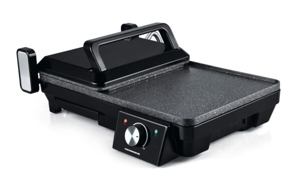 GRILL ELECTRIC HEINNER HEG-F20002P, Putere 2000W, Deschidere 105° si 180°, Invelis marmura anti-adeziv, Negru