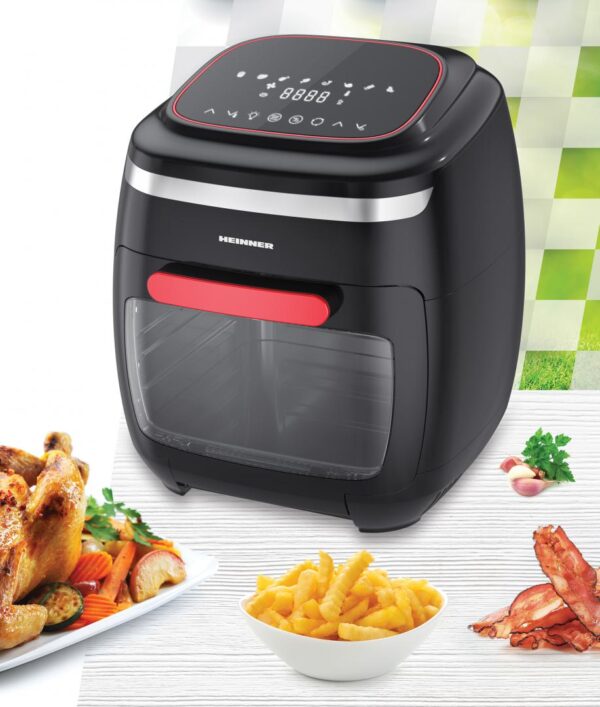 FRITEUZA CU AER CALD HEINNER HAF-B2000FB, Putere 2000W, Capacitate cos 4.5L, Capacitate cuptor 11L, 8 programe, Afisaj digital, Tija rotisor, Termostat reglabil: 30-200˚C, Negru - imagine 5