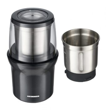 RASNITA ELECTRICA HEINNER HCG-200DGIX2, rasnire umeda si uscata, 200W, 2 recipiente, carcasa inox, Gri