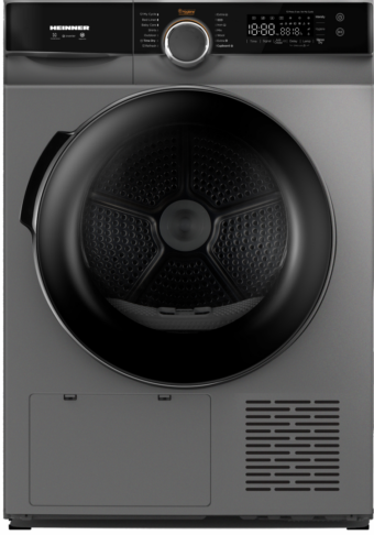 USCATOR DE RUFE CU POMPA DE CALDURA HEINNER HHPD-M9K3SA+++, Clasa C, 9Kg, Inverter, 14 programe, Control touch, Argintiu