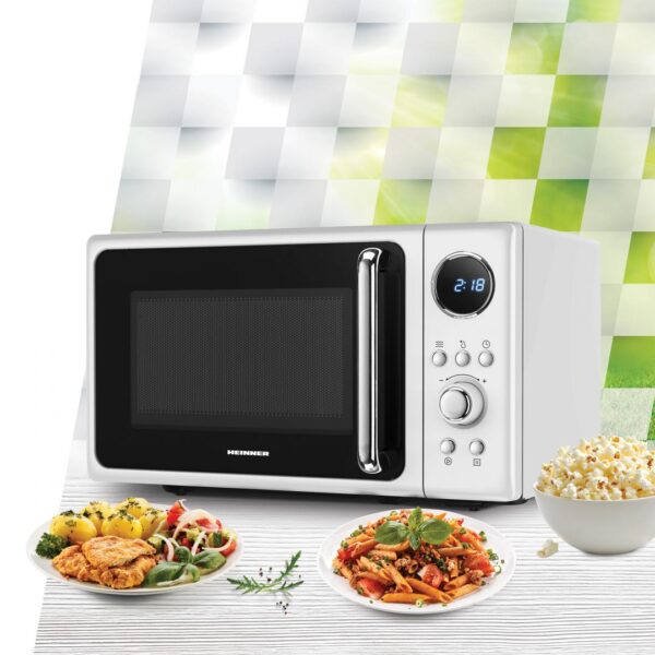 CUPTOR CU MICROUNDE HEINNER HMW-MD20DRWH, Putere 800W, Capacitate 20L, Control digital, 5 trepte de putere, Afisaj digital, Alb - imagine 4