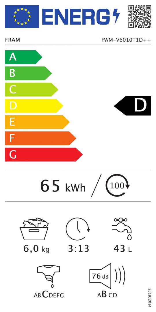 MASINA DE SPALAT RUFE FRAM FWM-V6010T1D++, Clasa D, 6Kg, 1000RPM, Display LED, Anti-sifonare, Eco-Logic, Alb - imagine 6