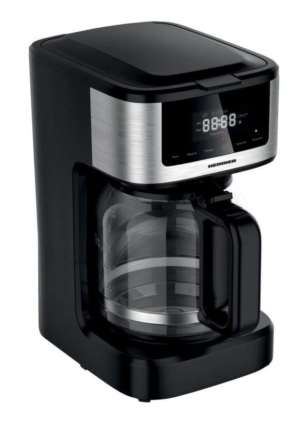 CAFETIERA DIGITALA HEINNER HCM-DD900BKSS, Putere 900W, Capacitate 1.8L, Display digital cu control touch, Tarie cafea ajustabila, Negru/Inox - imagine 2