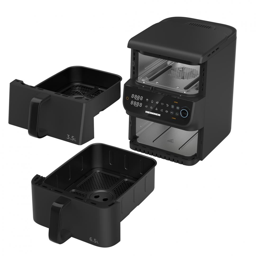 FRITEUZA DUBLA ETAJATA HEINNER INNOVACOOK HAF-C10DBS25BK, Putere 2500W, Capacitate 10L, Control digital, 10 programe, Negru - imagine 3