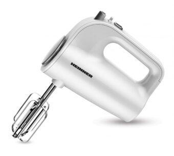 MIXER DE MANA HEINNER HM-300WH, Putere 300W, 5 viteze + Turbo, Accesorii din inox, Alb
