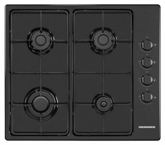 PLITA INCORPORABILA HEINNER HBH-V4IEBK, Gaz, 4 arzatoare, Latime 58cm, Aprindere electrica integrata, Control lateral, Negru