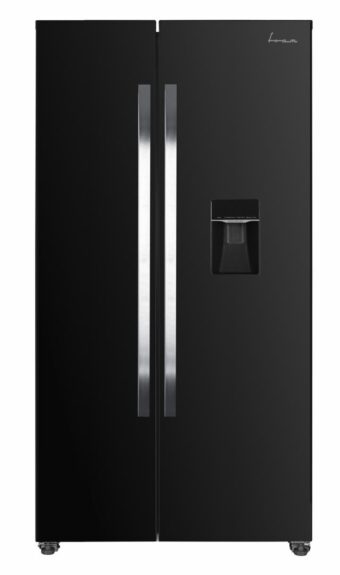 SIDE BY SIDE FRAM FSBS-HM440NFBKWDE++, Clasa E, 439L, No Frost, Compresor Inverter, Display, Dozator de apa, H 176.5cm, Negru