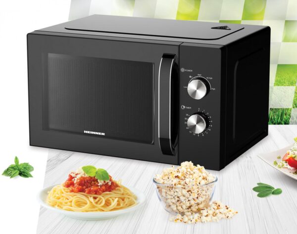 CUPTOR CU MICROUNDE HEINNER HMW-M2535BK, Putere 850W, Capacitate 25L, Control mecanic, Timer, Negru - imagine 2
