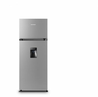 FRIGIDER CU DOUA USI HEINNER HF-HS205SWDE++, Clasa E, 206L, Dozator de apa, Iluminare LED, H 143.4cm, Argintiu