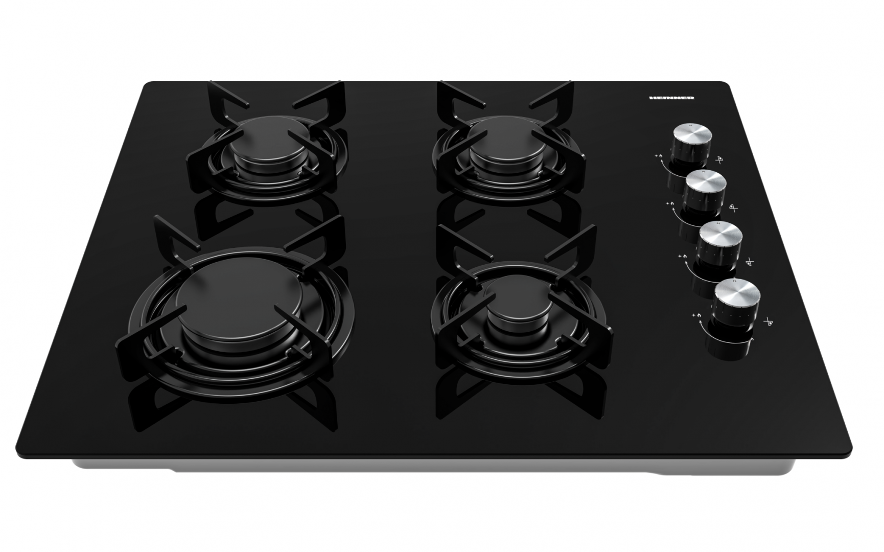 PLITA INCORPORABILA HEINNER HBH-M402IEGBK, Gaz, 4 arzatoare, Latime 60cm, Aprindere electrica, Sticla neagra - imagine 3
