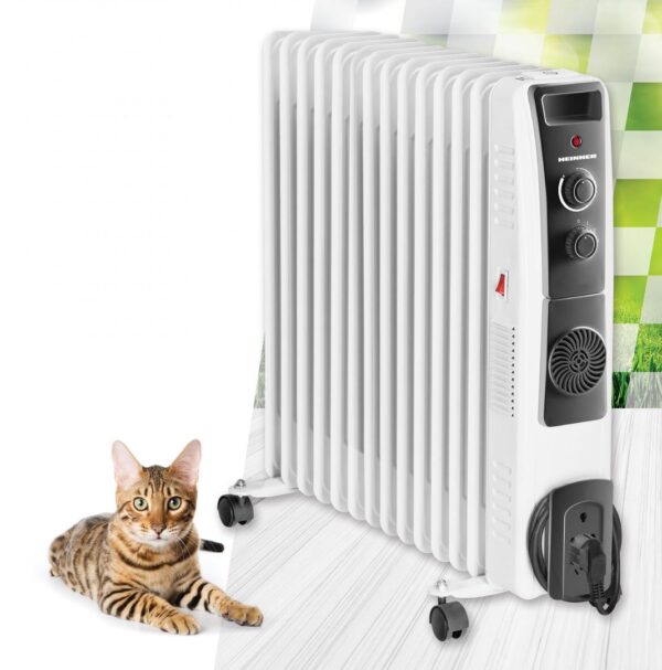 CALORIFER CU ULEI HEINNER HOH-YV13BK, 2500W, 13 elementi, Ventilator 400W, Termostat reglabil, Alb - imagine 2