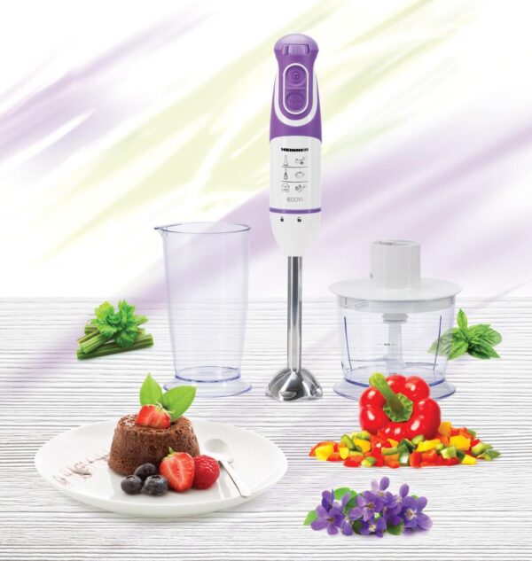 BLENDER DE MANA HEINNER HB-600UV, Putere 600W, 5 viteze, Functie Turbo, Tel, Tocator, Alb/Ultraviolet - imagine 4