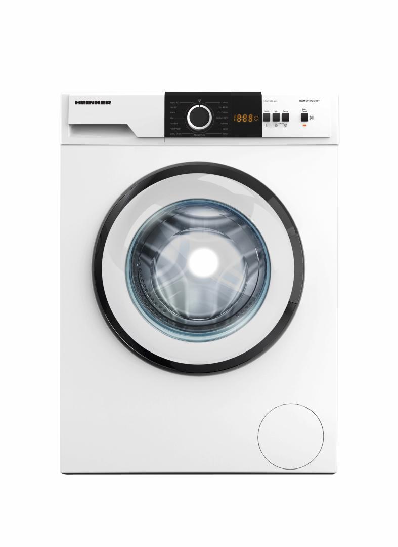 MASINA DE SPALAT RUFE HEINNER HWM-VT1712CHD++, Clasa D, Capacitate 7Kg, 1200RPM, Display digital, Alb