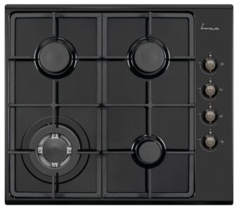 PLITA INCORPORABILA FRAM FBH-V4IWF-RBK, Gaz, 4 Arzatoare, Latime 60cm, WOK, Gratar fonta, Aprindere electrica, Negru