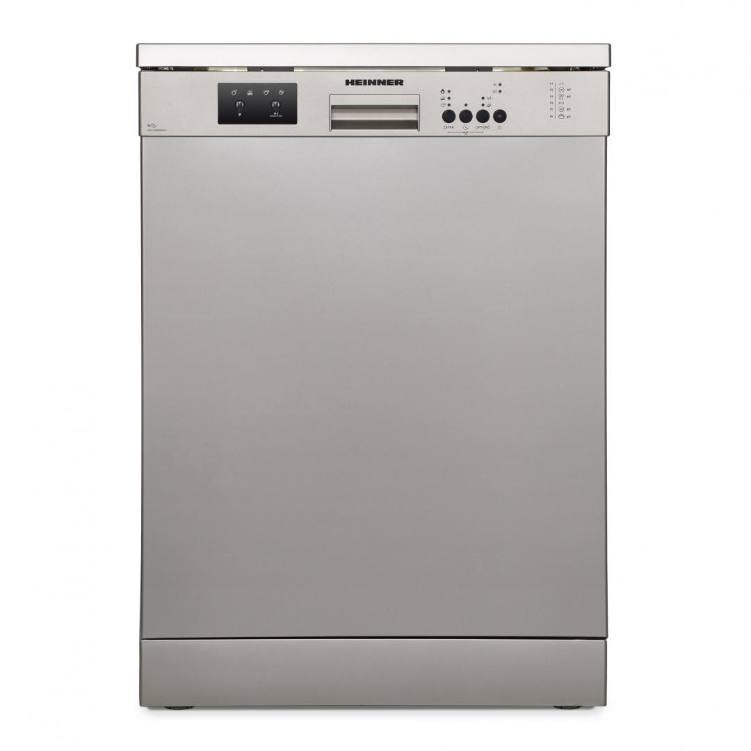 MASINA DE SPALAT VASE HEINNER HDW-FS6006DSE++ , Clasa E, 12 Seturi, Latime 60 cm, 6 programe, Incarcare la jumatate, Aquastop, Argintiu